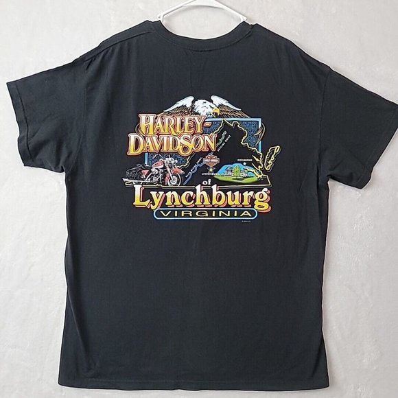Harley-Davidson Lynchburg Va T-Shirt Mens Size Large XL Black Double Sided HD-03 - Picture 2 of 12